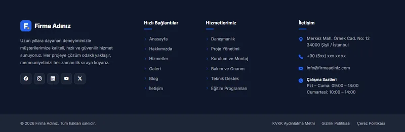 Alt Bilgi tasarımı: Klasik 4 Sütunlu (1/10)